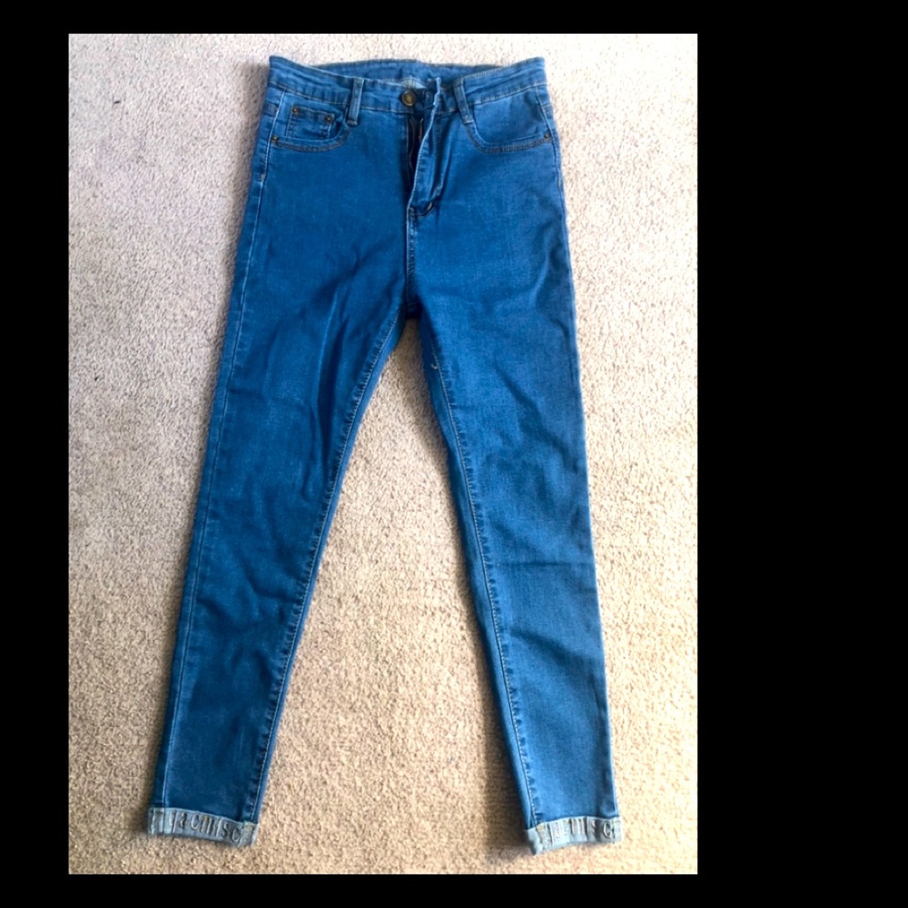Medium wash Fashion Nova Cuffed skinny jeans